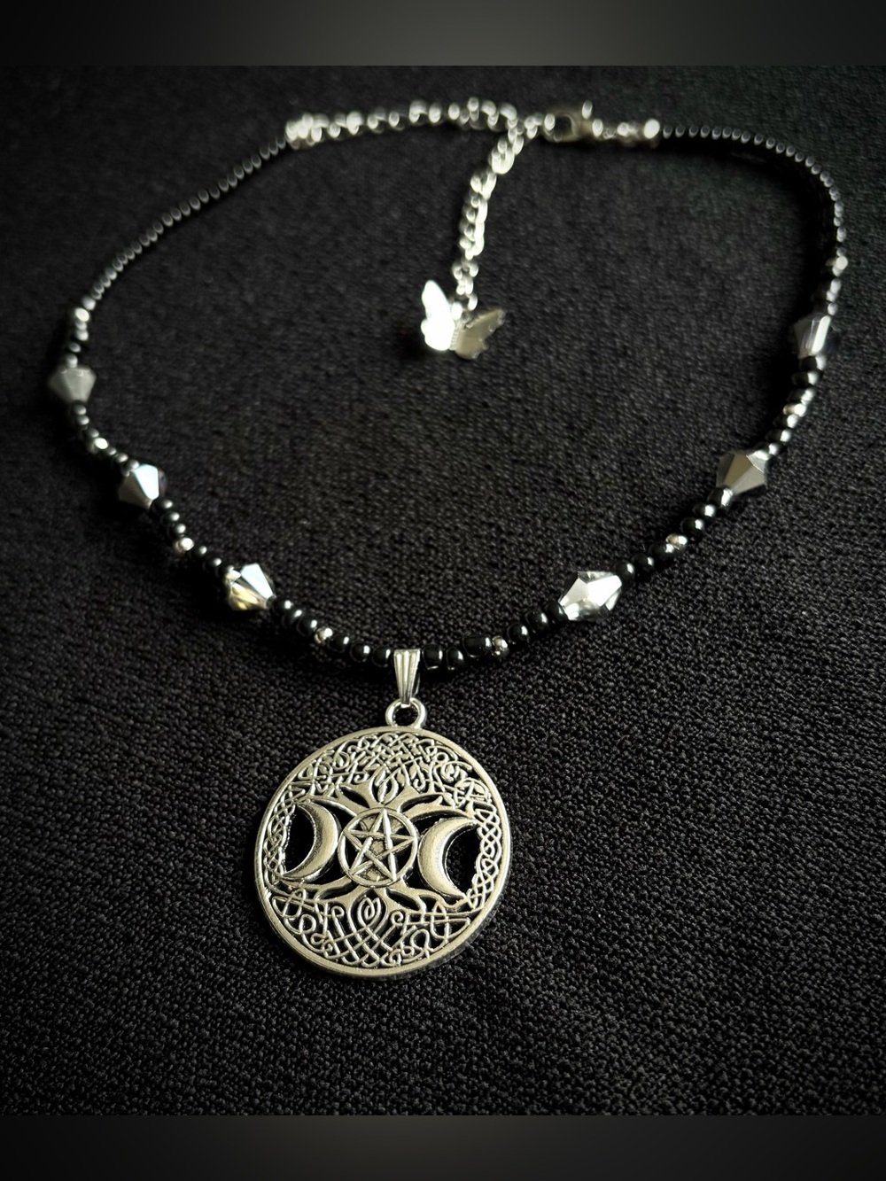 Witchy Triple Moon Goddess Pendant Necklace